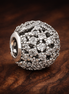 Clear Stone Cluster Bead - Chunky Clear Crystal Cluster Bead — display on walnut