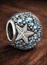 Starfish Ocean Bead - Aqua Starfish Ocean Charm — display on walnut