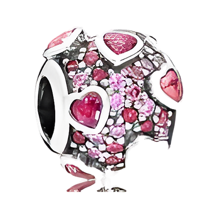 Pink Heart Pavé Bead - ZZ1079
