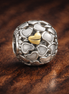 White Heart Mosaic Bead - White Enamel Heart Mosaic Bead — display on walnut