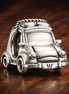 Silver Vintage Car Charm - Silver Vintage Car Bead Charm — display on walnut