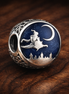 Witch Moon Charm - Witch Flying Under Moon Charm — display on walnut