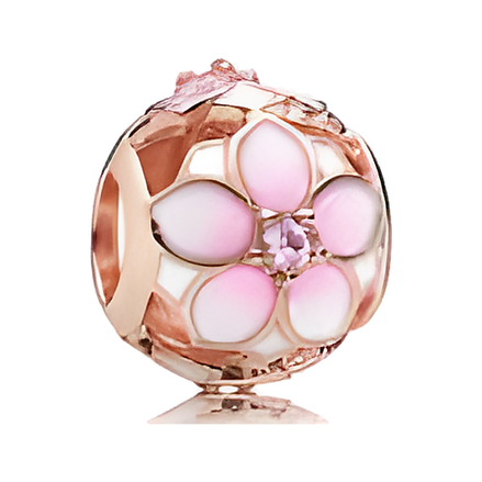 Pink Flower Enamel Charm - ZZ1112