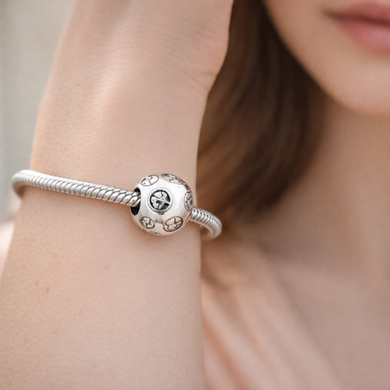 White Travel Patch Bead - White Travel Patch Charm — worn on wrist