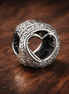 Silver Heart Outline Charm - Silver Heart Outline Sparkle Charm — display on walnut