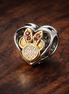 Disney Heart Silhouette Charm - Mickey and Minnie Heart Charm — display on walnut