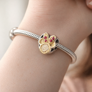 Disney Heart Silhouette Charm - Mickey and Minnie Heart Charm — worn on wrist
