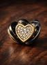 Gold Plated Heart Mickey Charm - Gold Plated Mickey Heart Sparkle Charm — display on walnut
