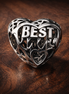 Best Mum Heart Charm - Best Mum Heart Message Charm — display on walnut