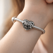 Best Mum Heart Charm - Best Mum Heart Message Charm — worn on wrist