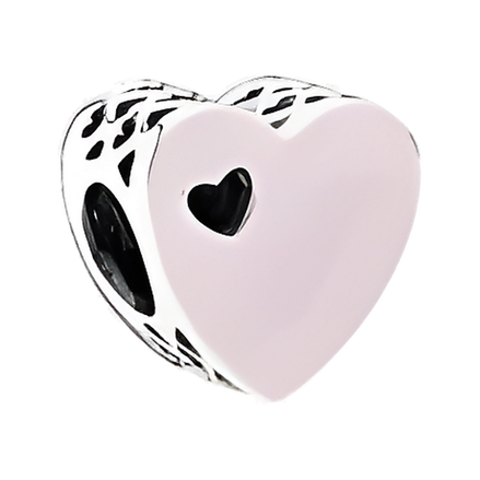 Pale Pink Heart Bead Charm - ZZ1159