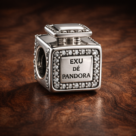 Eau de Pandora Bottle Charm - Perfume Bottle Charm — display on walnut