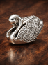 Silver Swan Charm - Silver Swan Sparkle Charm — display on walnut