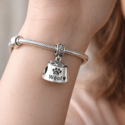 Woof Dog Bowl Charm - Dog Bowl Woof Charm — worn on wrist