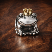 Frog Prince Charm - Crowned Frog Prince Charm — display on walnut