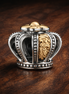 Silver Gold Plated Crown  - Two-Tone Royal Crown Charm — display on walnut