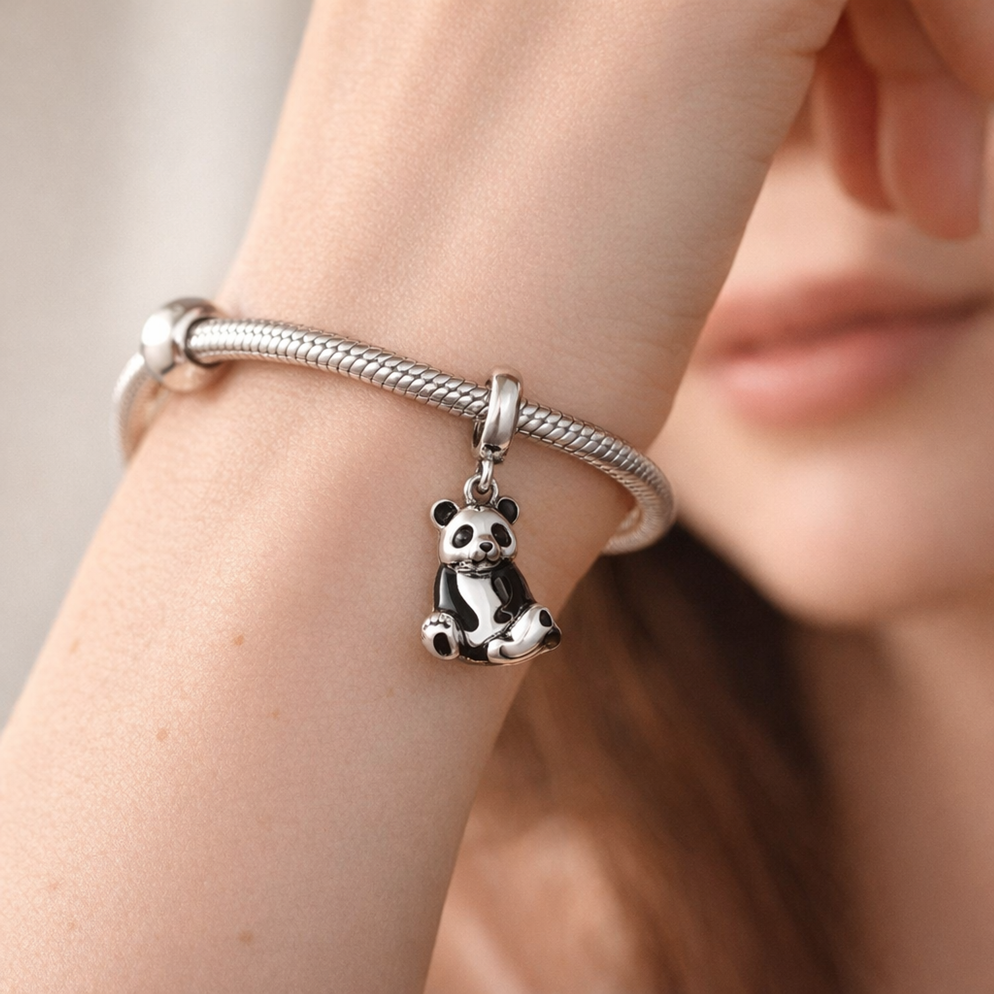 Black White Animal Accent - Black and White Animal Accent Charm — worn on wrist