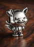 Little Piglet Charm - Piglet-Inspired Tiny Character Charm — display on walnut