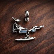 Airplane Travel Charm - Airplane and Airport Travel Charm — display on walnut