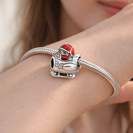 Santa Sleigh Charm - Santa in Sleigh Christmas Charm — worn on wrist