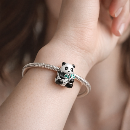 Panda Charm - Panda Bear Enamel Charm — worn on wrist