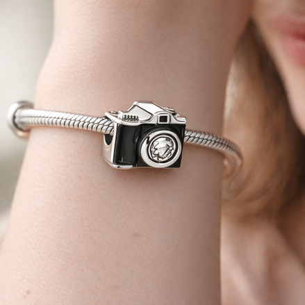 Black Camera Charm - Black Camera Photography Charm — worn on wrist