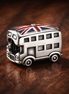 London Bus Charm - Union Jack Double Decker Bus Charm — display on walnut