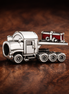 Christmas Train Charm - Santa Christmas Train Charm — display on walnut