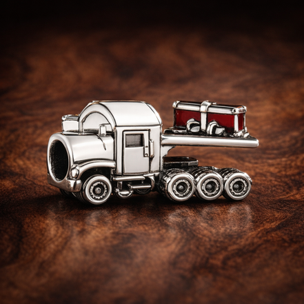 Christmas Train Charm - Santa Christmas Train Charm — display on walnut