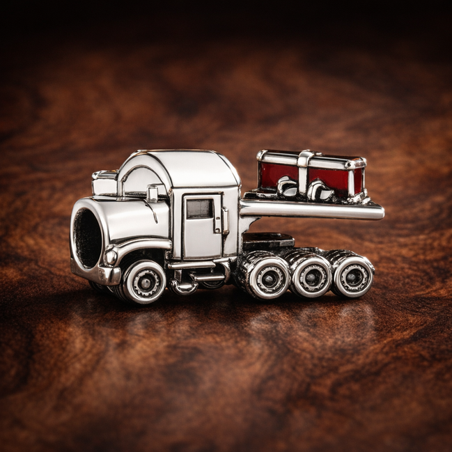 Christmas Train Charm - Santa Christmas Train Charm — display on walnut