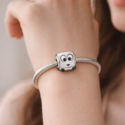 White Robot Head Charm - Cute White Robot Head Charm — worn on wrist