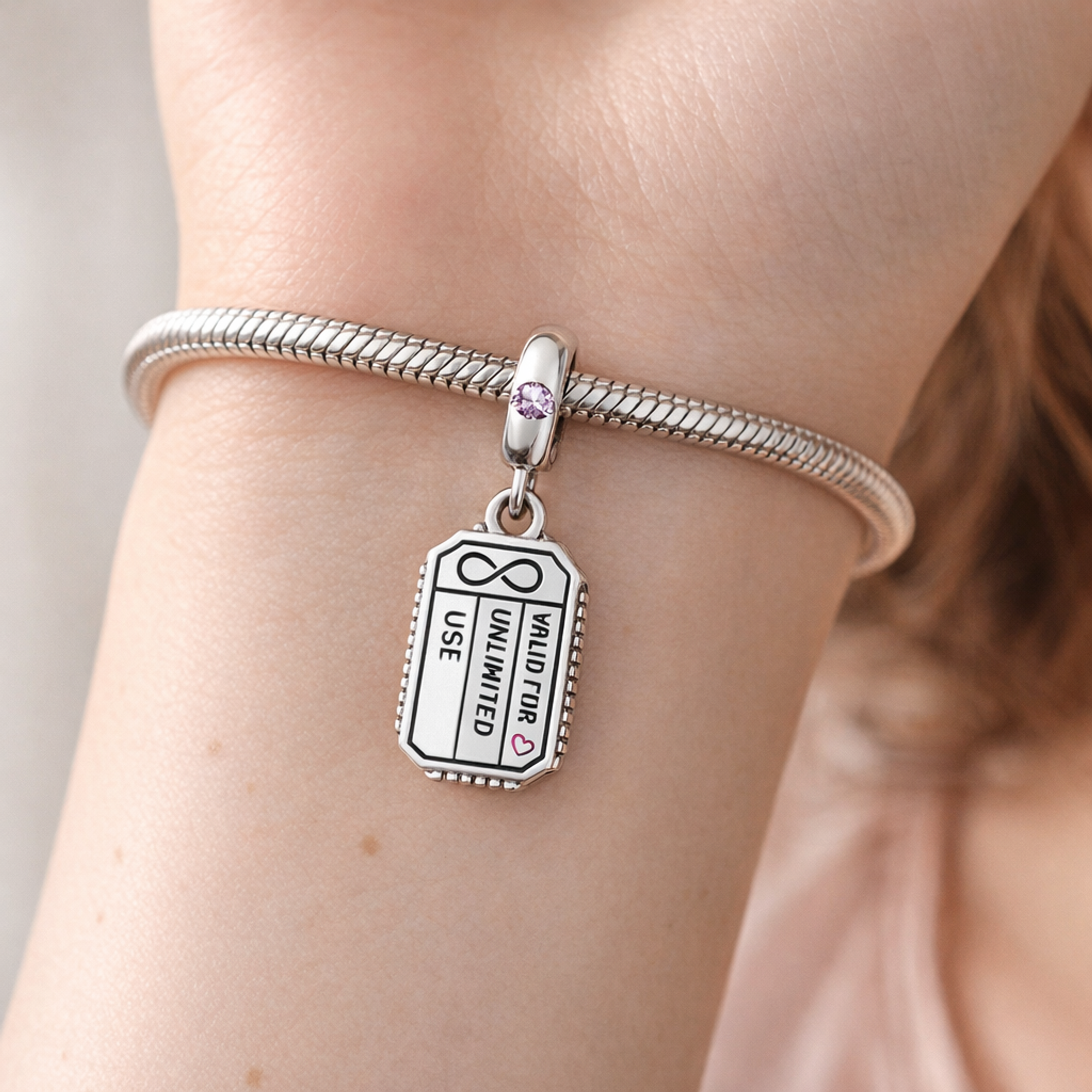 New York Ticket Charm - I Love NY Ticket Dangle Charm — worn on wrist