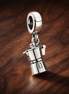 Dangle Lantern Charm - Small Lantern Dangle Charm — display on walnut