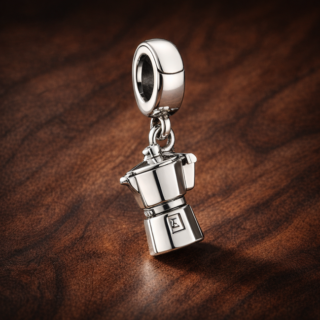 Dangle Lantern Charm - Small Lantern Dangle Charm — display on walnut