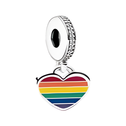 Rainbow Pride Heart Dangle Charm - ZZ1221
