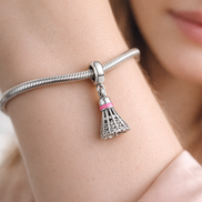 Pleated Dress Charm - Pink Waist Dress Dangle Charm — worn on wrist