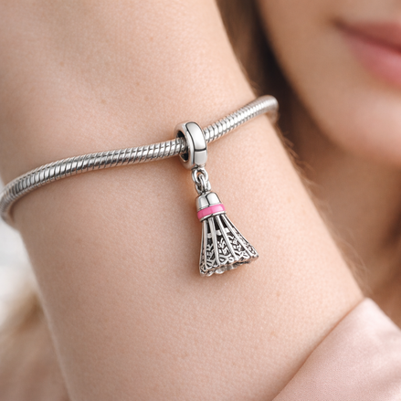 Pleated Dress Charm - Pink Waist Dress Dangle Charm — worn on wrist