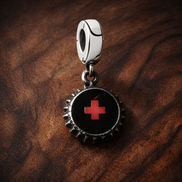 Nurse Dangle Charm — display on walnut