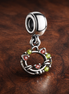 Chicken Plate Charm - Chicken Dinner Plate Dangle Charm — display on walnut