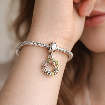 Chicken Plate Charm - Chicken Dinner Plate Dangle Charm — worn on wrist