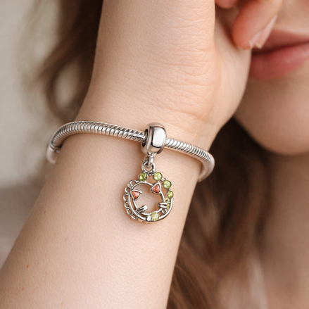 Chicken Plate Charm - Chicken Dinner Plate Dangle Charm — worn on wrist