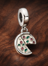 Paint Palette Charm - Artist Paint Palette Dangle Charm — display on walnut
