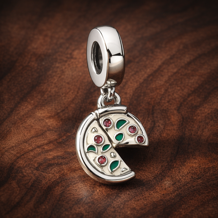 Paint Palette Charm - Artist Paint Palette Dangle Charm — display on walnut