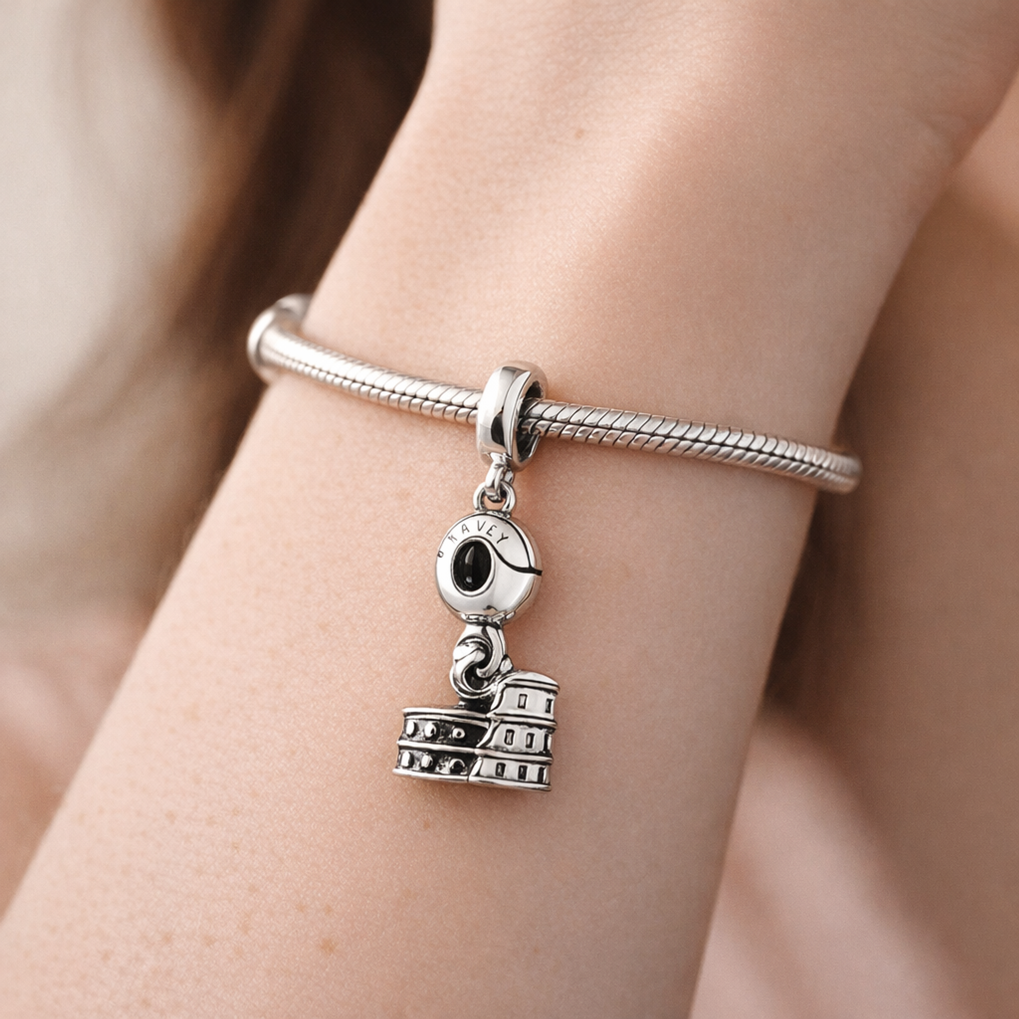 Colosseum Travel Charm - Roman Colosseum Dangle Charm — worn on wrist