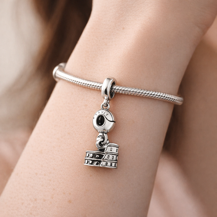 Colosseum Travel Charm - Roman Colosseum Dangle Charm — worn on wrist