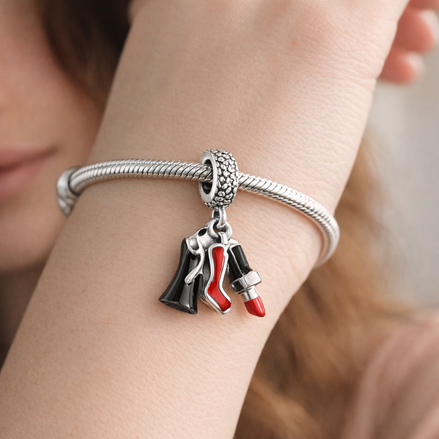 Shopping Bags Charm - Red Black Shopping Bags Charm — worn on wrist