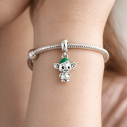 Monkey Elf Charm - Tiny Monkey with Green Hat Charm — worn on wrist