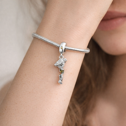 Shooting Star Charm - Shooting Star and Moon Dangle Charm — worn on wrist