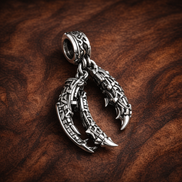 Birds Dangle Charm - Birds on Branch Dangle Charm — display on walnut
