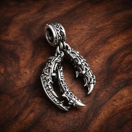 Birds Dangle Charm - Birds on Branch Dangle Charm — display on walnut